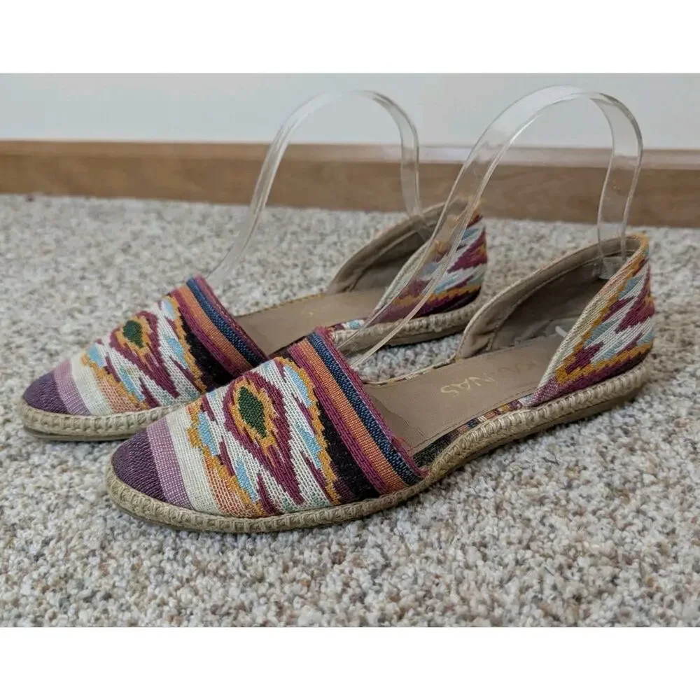 Kaanas Espadrille Sz 8 (39) Flat Sandals Vibrant Aztec Southwest Colors Slip-On